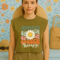 Speech Therapy Retro Speech Language Pathologist  Garment-Dyed Women's Muscle Tee