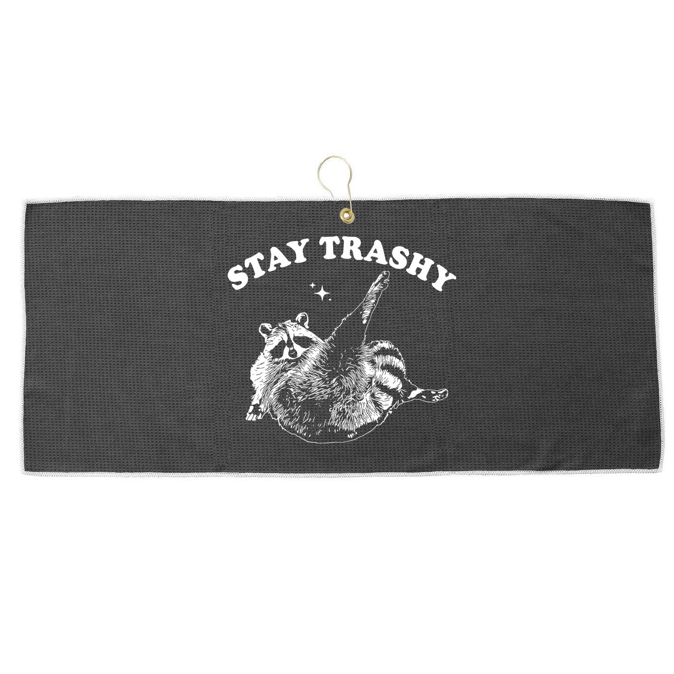 Stay Trashy Raccoon Large Microfiber Waffle Golf Towel