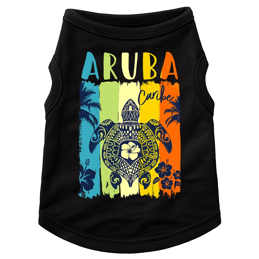 Sea Turtle Retro Aruba Caribe Family Vacation Doggie Tank