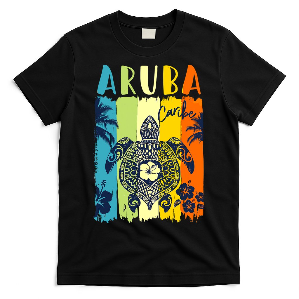 Sea Turtle Retro Aruba Caribe Family Vacation T-Shirt