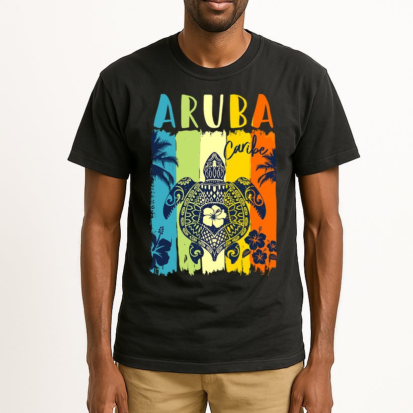 Sea Turtle Retro Aruba Caribe Family Vacation Tall T-Shirt
