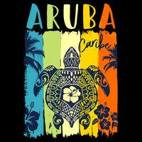 Sea Turtle Retro Aruba Caribe Family Vacation Impact Tech Backpack