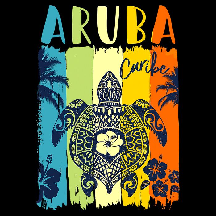 Sea Turtle Retro Aruba Caribe Family Vacation Impact Tech Backpack