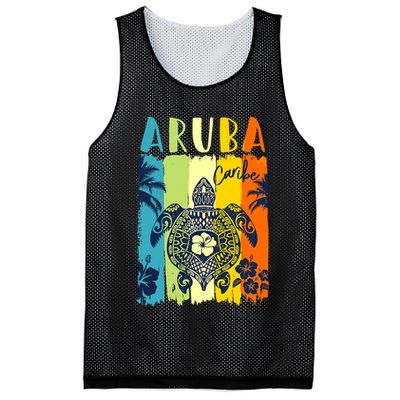 Sea Turtle Retro Aruba Caribe Family Vacation Mesh Reversible Basketball Jersey Tank