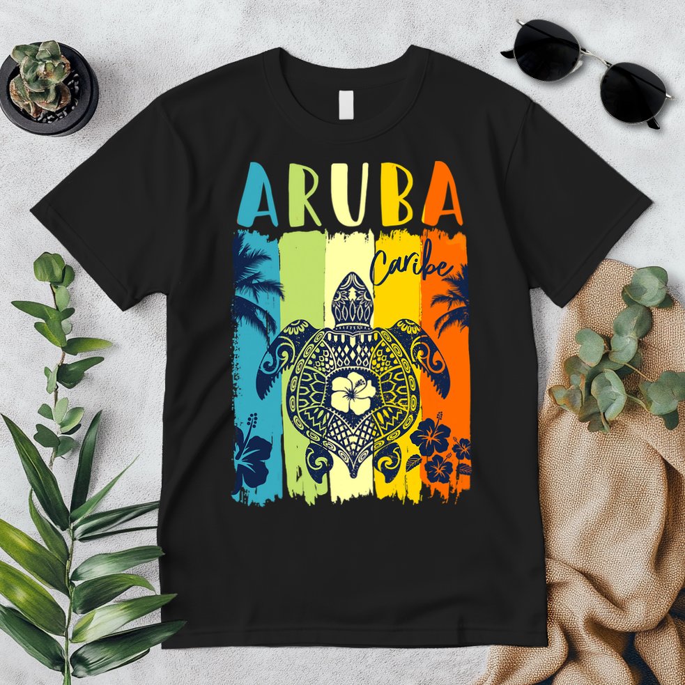 Sea Turtle Retro Aruba Caribe Family Vacation Premium T-Shirt