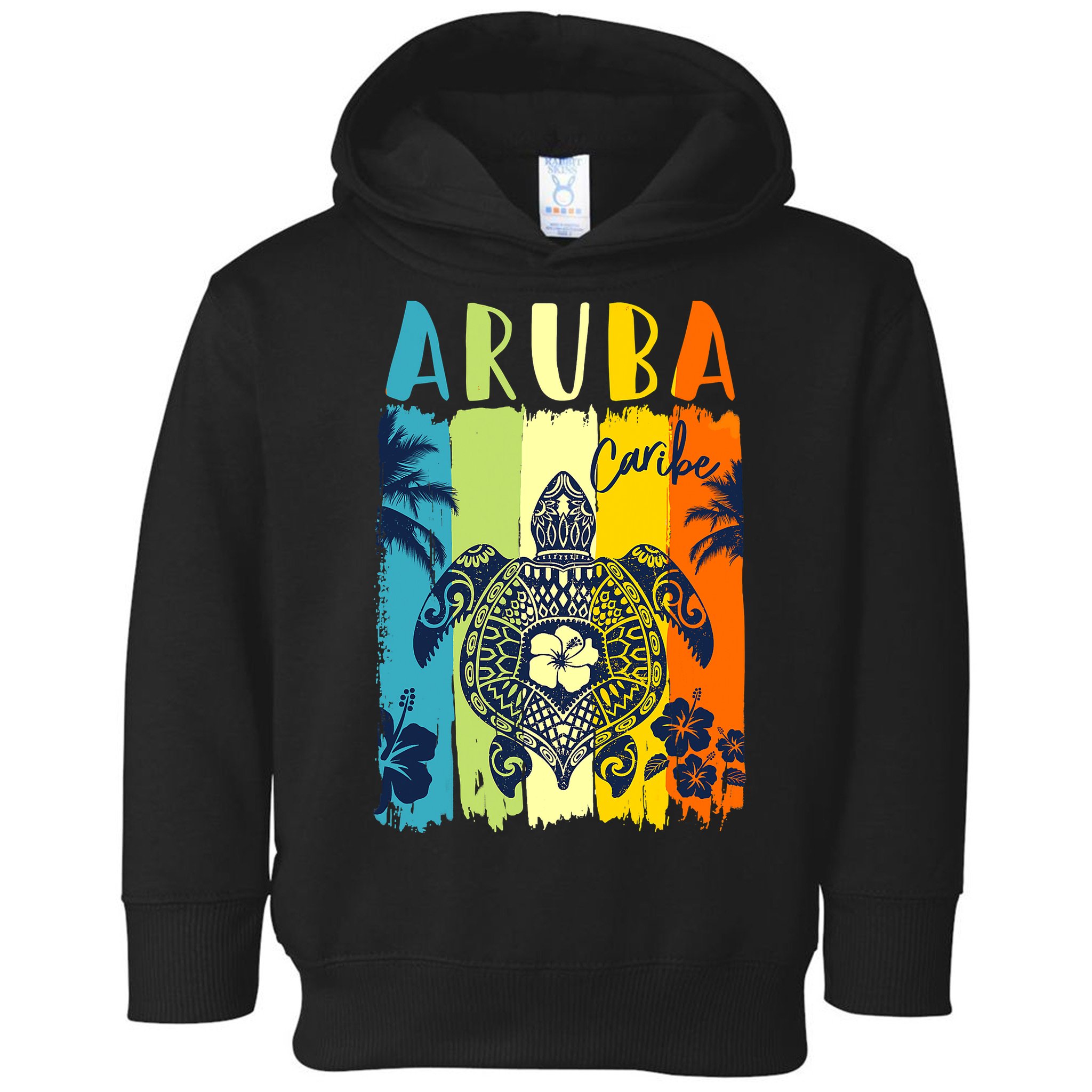 Sea Turtle Retro Aruba Caribe Family Vacation Toddler Hoodie