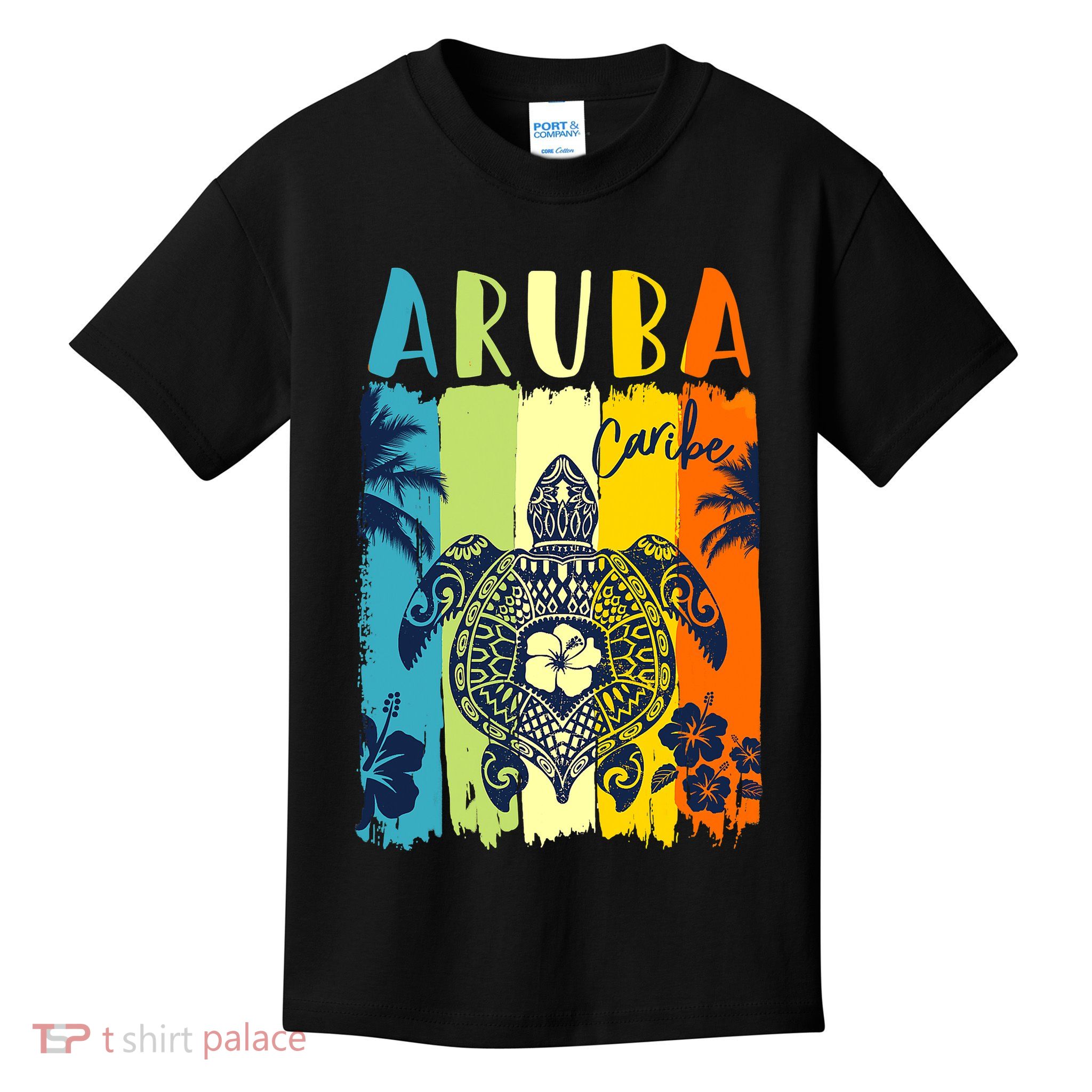 Sea Turtle Retro Aruba Caribe Family Vacation Kids T-Shirt