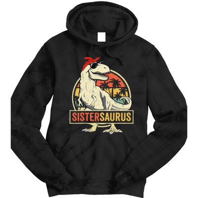 Sistersaurus T Rex Dinosaur Sister Saurus Family Matching Tie Dye Hoodie