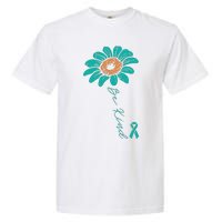 Sunflower Teal Ribbon Be Kind Ovarian Cancer Awareness Women Garment-Dyed Heavyweight T-Shirt