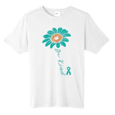 Sunflower Teal Ribbon Be Kind Ovarian Cancer Awareness Women Tall Fusion ChromaSoft Performance T-Shirt