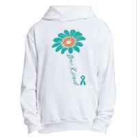 Sunflower Teal Ribbon Be Kind Ovarian Cancer Awareness Women Urban Pullover Hoodie