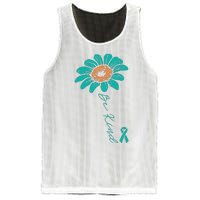 Sunflower Teal Ribbon Be Kind Ovarian Cancer Awareness Women Mesh Reversible Basketball Jersey Tank