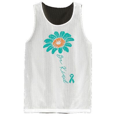 Sunflower Teal Ribbon Be Kind Ovarian Cancer Awareness Women Mesh Reversible Basketball Jersey Tank