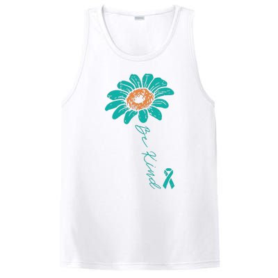 Sunflower Teal Ribbon Be Kind Ovarian Cancer Awareness Women PosiCharge Competitor Tank