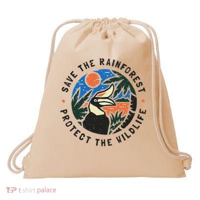 Save The Rainforest Protect The Wildlife Drawstring Bag