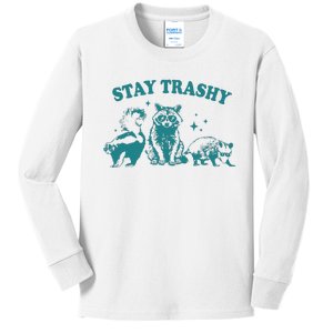 Stay Trashy Raccoon Opossum Skunk Gift Kids Long Sleeve Shirt