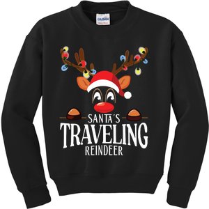 Santas Traveling Reindeer Funny Xmas Matching Pjs Kids Sweatshirt