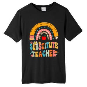 Substitute Teacher Rainbow Pencil Groovy Teacher Flower Tall Fusion ChromaSoft Performance T-Shirt