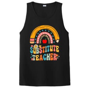 Substitute Teacher Rainbow Pencil Groovy Teacher Flower PosiCharge Competitor Tank