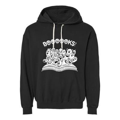 Spooky Teacher Reads Ghostly Halloween Books Garment-Dyed Fleece Hoodie