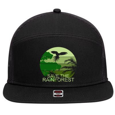 Save The Rainforest Environt Wildlife Conservation Gift 7 Panel Mesh Trucker Snapback Hat