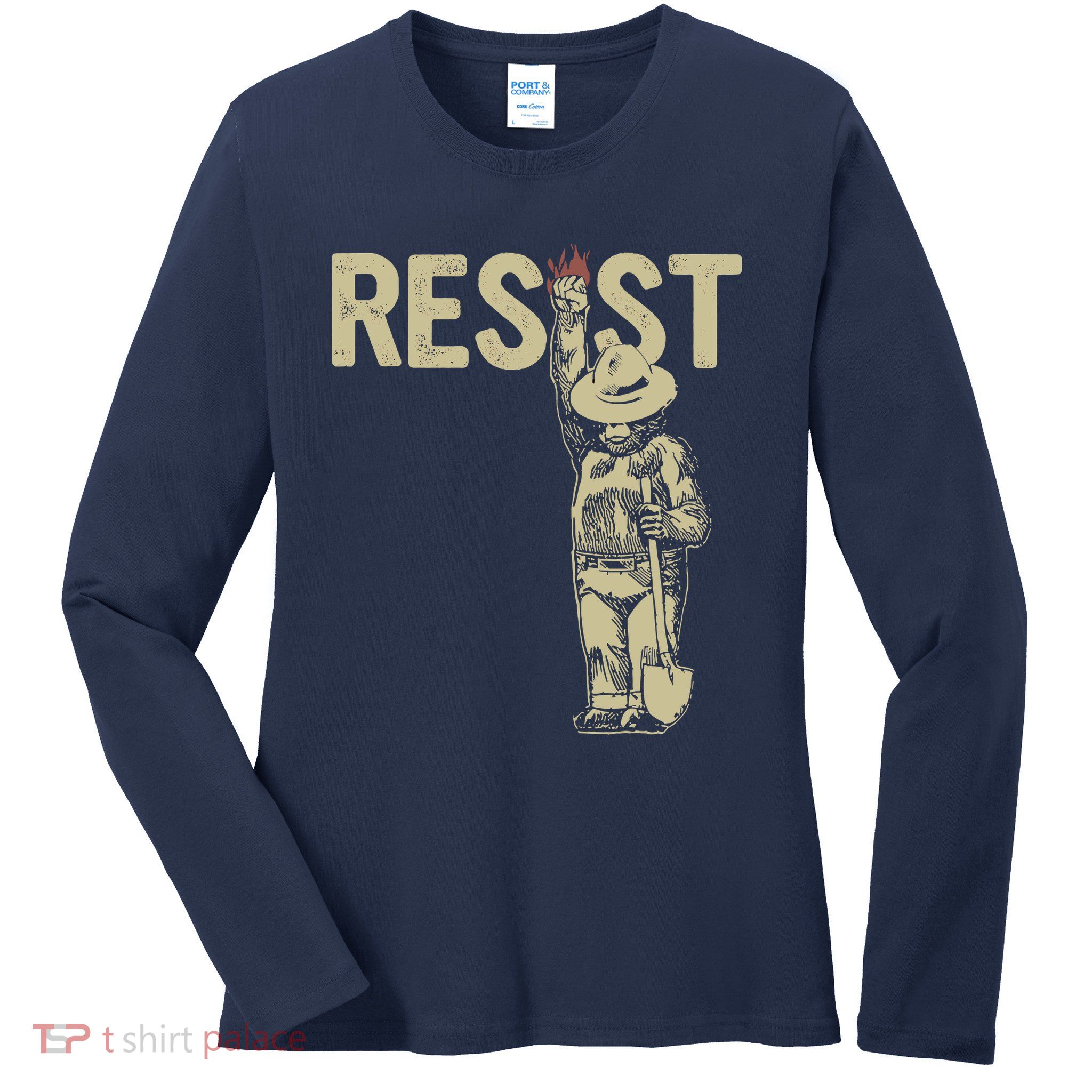 Smokey The Resist Bear Ladies Long Sleeve Shirt