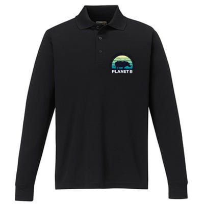 Save The Rhinos There Is No Planet B Earth Day Gift Performance Long Sleeve Polo