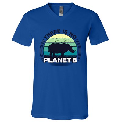 Save The Rhinos There Is No Planet B Earth Day Gift V-Neck T-Shirt