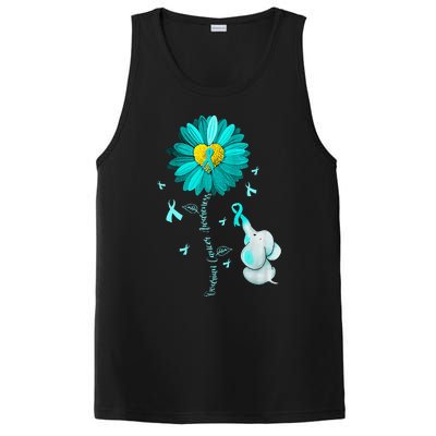 Sunflower Teal Ribbon Elephant Ovarian Cancer Awareness PosiCharge Competitor Tank