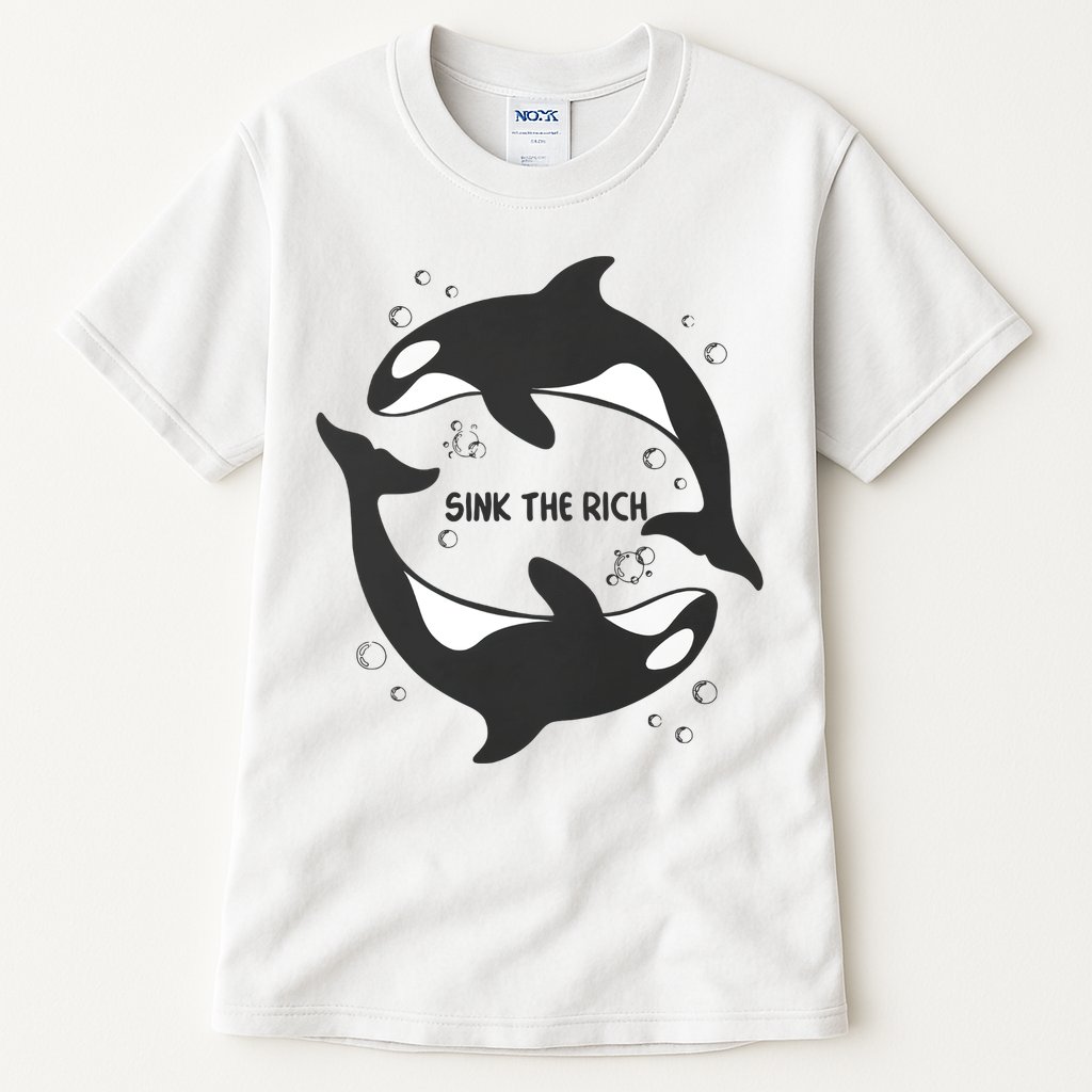 Sink The Rich Gladys The Yacht Sinking Killer Whale Funny Whale Tall T-Shirt
