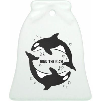 Sink The Rich Gladys The Yacht Sinking Killer Whale Funny Whale Ceramic Bell Ornament