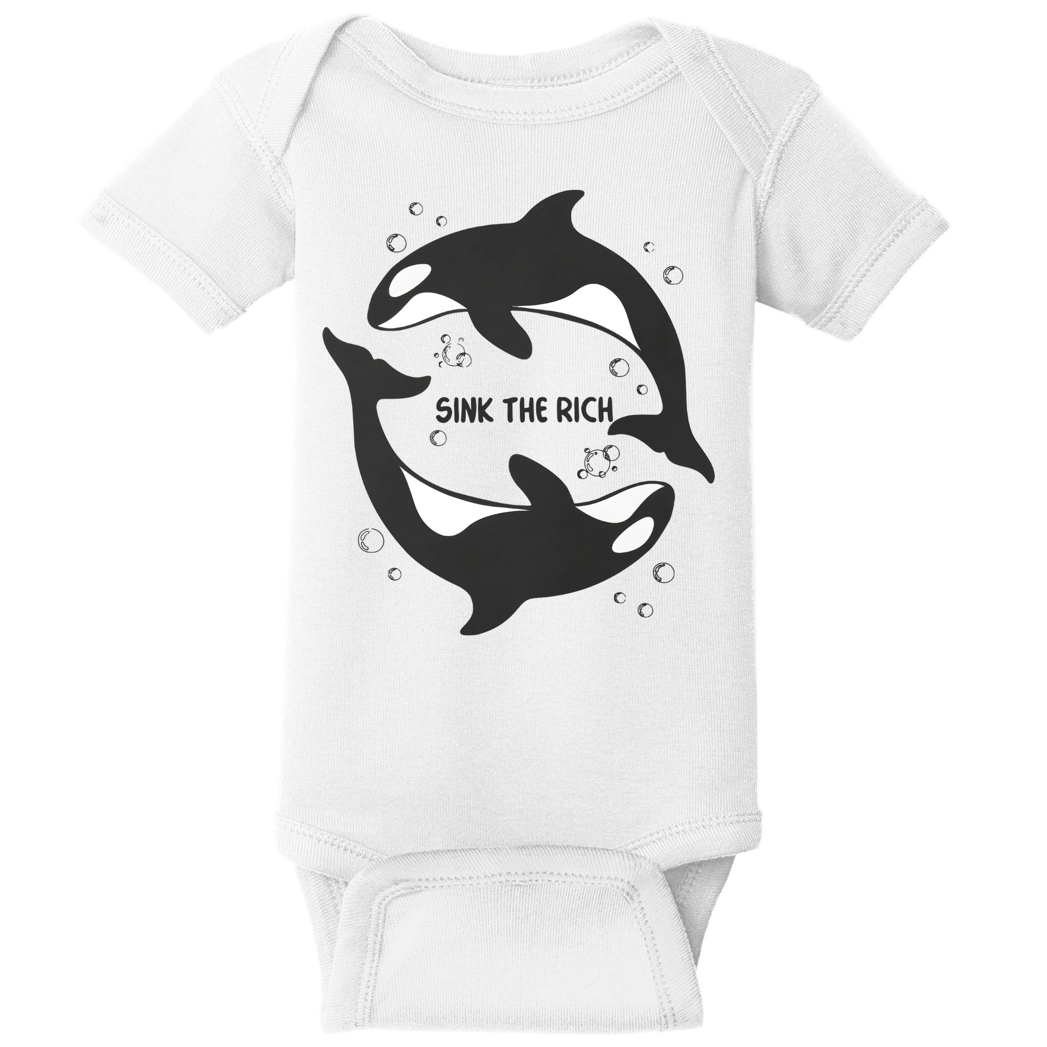 Sink The Rich Gladys The Yacht Sinking Killer Whale Funny Whale Baby Bodysuit