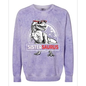 Sistersaurus T Rex Dinosaur Sister Saurus Family Matching Premium Colorblast Crewneck Sweatshirt