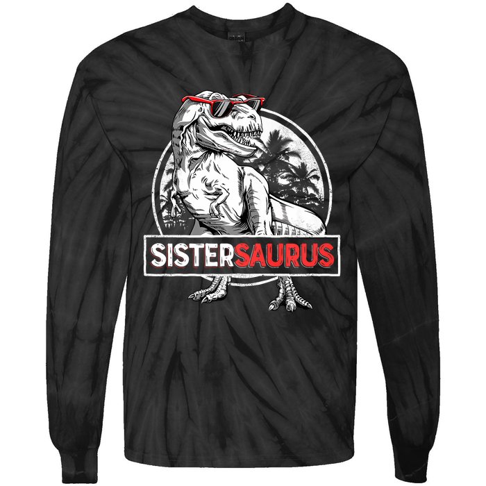 Sistersaurus T Rex Dinosaur Sister Saurus Family Matching Premium Tie-Dye Long Sleeve Shirt