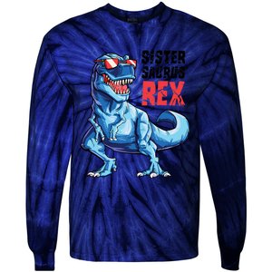 Sistersaurus T Rex Dinosaur Sister Saurus Family Matching Tie-Dye Long Sleeve Shirt