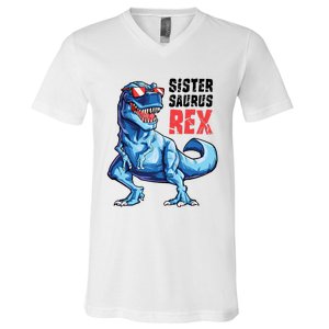 Sistersaurus T Rex Dinosaur Sister Saurus Family Matching V-Neck T-Shirt