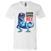 Sistersaurus T Rex Dinosaur Sister Saurus Family Matching V-Neck T-Shirt