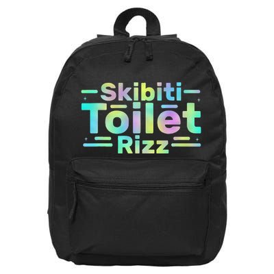 Skibiti Toilet Rizz Funny Meme Humor Sarcasm Brain Rot 16 in Basic Backpack