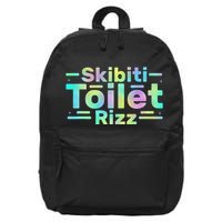 Skibiti Toilet Rizz Funny Meme Humor Sarcasm Brain Rot 16 in Basic Backpack