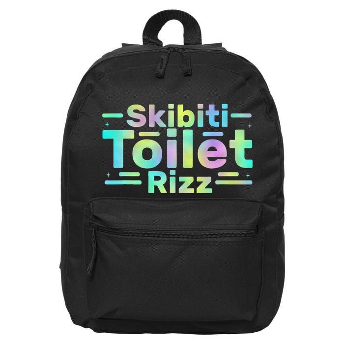Skibiti Toilet Rizz Funny Meme Humor Sarcasm Brain Rot 16 in Basic Backpack