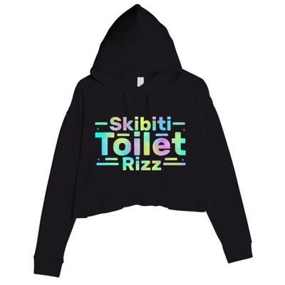 Skibiti Toilet Rizz Funny Meme Humor Sarcasm Brain Rot Crop Fleece Hoodie