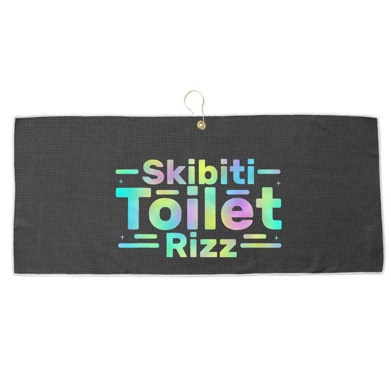 Skibiti Toilet Rizz Funny Meme Humor Sarcasm Brain Rot Large Microfiber Waffle Golf Towel