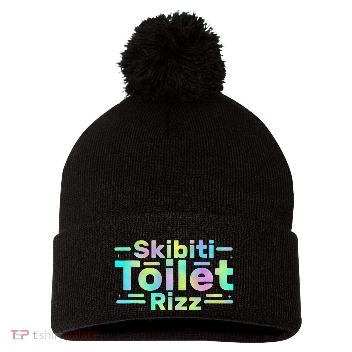 Skibiti Toilet Rizz Funny Meme Humor Sarcasm Brain Rot Pom Pom 12in Knit Beanie