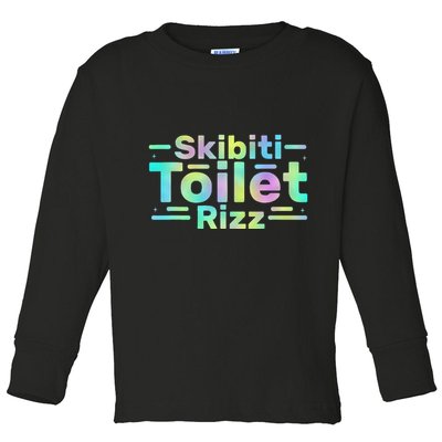 Skibiti Toilet Rizz Funny Meme Humor Sarcasm Brain Rot Toddler Long Sleeve Shirt