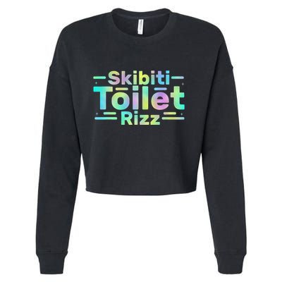 Skibiti Toilet Rizz Funny Meme Humor Sarcasm Brain Rot Cropped Pullover Crew