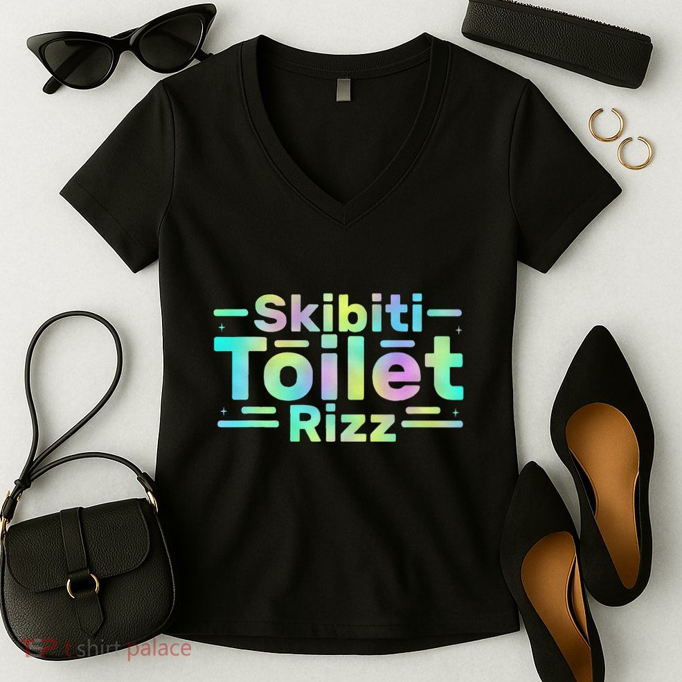 Skibiti Toilet Rizz Funny Meme Humor Sarcasm Brain Rot Women's V-Neck T-Shirt
