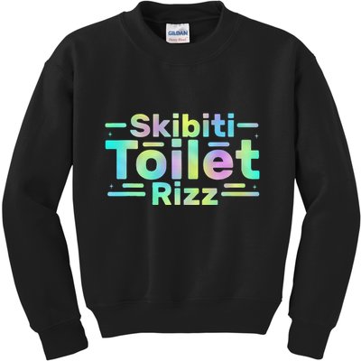 Skibiti Toilet Rizz Funny Meme Humor Sarcasm Brain Rot Kids Sweatshirt