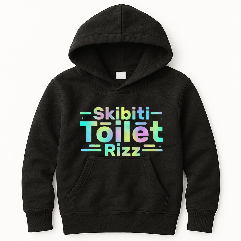 Skibiti Toilet Rizz Funny Meme Humor Sarcasm Brain Rot Kids Hoodie