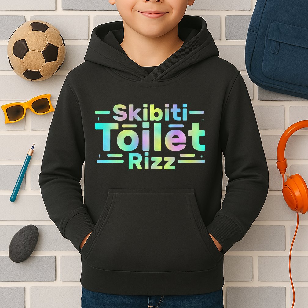 Skibiti Toilet Rizz Funny Meme Humor Sarcasm Brain Rot Kids Hoodie