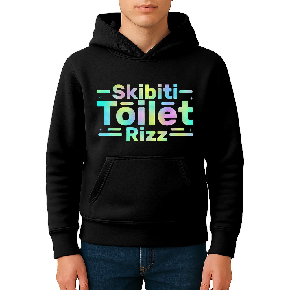 Skibiti Toilet Rizz Funny Meme Humor Sarcasm Brain Rot Kids Hoodie